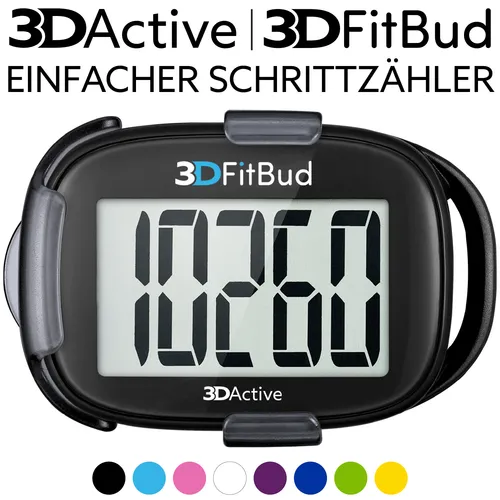 3DFitBud 3D-Schrittzähler A420S - Schwarz - Schrittzähler für Männer, Frauen und Kinder, einfach zu bedienen mit fortschrittlicher 3D-Tri-Achsen-Sensortechnologie für präzise Messungen und große Ziffernanzeige.
