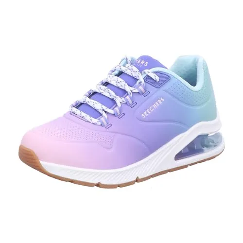 Skechers Damen UNO 2-Color Waves Sneaker, Blau/Mehrfarbig, 36 EU - Damen-Sneaker mit Air-Cooled Memory Foam für optimalen Komfort und einer einzigartigen, durchscheinenden luftgepolsterten Zwischensohle - perfekt für stylische und bequeme Auftritte.
