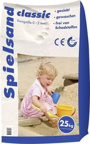 Hamann Spielsand gewaschen 25 kg Sack - Ideal für Sandkästen, dieser gewaschene Spielsand ist besonders rein und sorgt für sicheres Spielen und kreative Abenteuer im Freien.