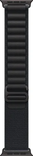 APPLE 49 mm Alpine Loop (S) Ersatzarmband, Schwarz - Smartwatch Zubehör mit robustem Alpine Loop aus nahtlosem Gewebe und korrosionsbeständigem Titan-G-Haken für sicheren Sitz und hohen Tragekomfort.