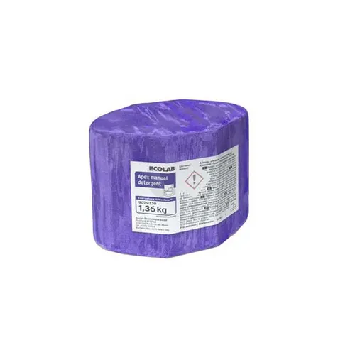 Ecolab Apex Manual Detergent 1,36 kg - Spülmittel für manuelle Geschirrreinigung, hochkonzentriert und materialschonend. Praktischer Block für einfache Handhabung und platzsparende Lagerung.