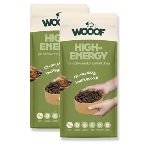 WOOOF High Energy 36kg Hundefutter - Hundefutter für aktive Hunde, kaltgepresst mit hohem Energiegehalt und hochwertigem Rindfleisch – ideal für Leistung und Regeneration.