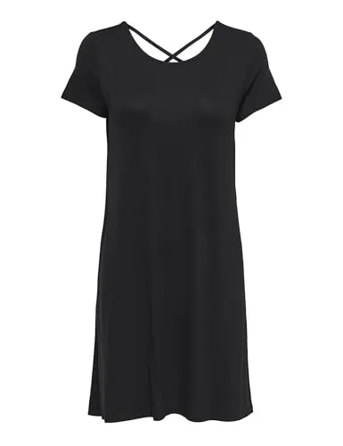 ONLY Kleid "Bera" in Schwarz - S - Kleider aus reiner Baumwolle, mit lockerem Schnitt und Rundhalsausschnitt für hohen Tragekomfort und lässigen Look.