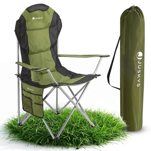 Juskys Campingstuhl Lido - Gepolsterter Klappstuhl für maximalen Komfort, inklusive Getränkehalter und praktischer Tragetasche – ideal für Camping und Outdoor-Aktivitäten.