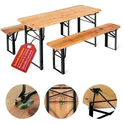 Stagecaptain BBK-110 Hirschgarten Kinder-Festzeltgarnitur 110 cm - Gartenmöbel-Set für Kinder, bestehend aus 1 Tisch und 2 Bänken, extra niedrig für optimale Nutzung, einfach zusammenklappbar und ideal für Gartenpartys oder Feste.