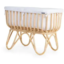 Childhome Rattan Wiege Cradle Rectangular, Braun & Weiß - Stilvolle Rattan-Wiege für ein Boho-Kinderzimmer, inkl. Matratze und Kopfschutz. Nachhaltiges Design, leicht zu transportieren und sorgt für einen sicheren Schlafplatz für Babys bis 9 kg.