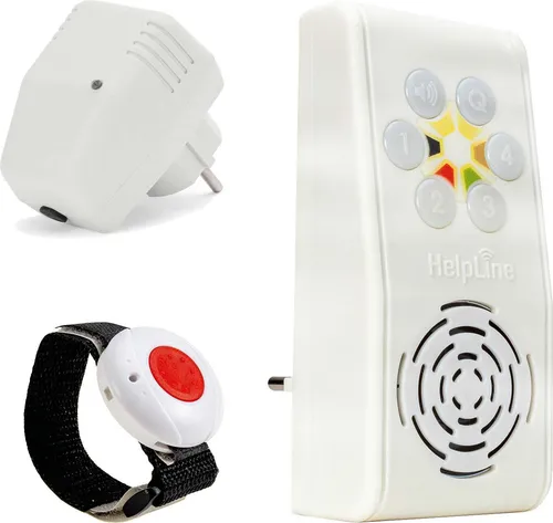 HelpLine 230: Hausnotruf inklusive Repeater REP868 mit Notrufarmband für die häusliche Pflege; Funk Notrufsystem mit Notruf Armband; Notrufknopf für Senioren; Pflegeruf Set mit Quittierungsfunktion