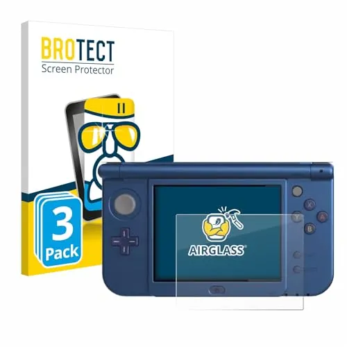 BROTECT (3 Stück Schutzglas für Nintendo New 3DS XL (Unteres Display) Schutzfolie Made in Germany Panzer Folie Glas Displayschutz [ 9H, Anti-Fingerprint]