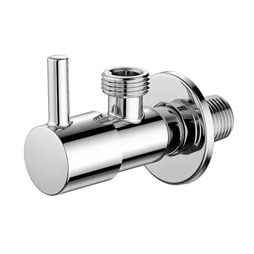 Ibergrif Angle Valve 1/2 Inch Wall Inlet with 1/2 Inch Outlet – Chrome Brass Shutoff Corner for Sink or Washbasin, Cold and Hot Drinking Water, Anti-Drip