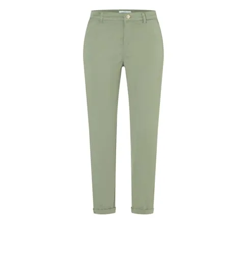 Mac Damen Chinohose TURN UP grün (43), 36 - Damen-Hosen aus hochwertiger Baumwollqualität mit schmaler Silhouette und gekrempeltem Beinabschluss für einen modernen Look.