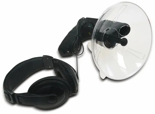 CHILITEC Parabol-Richtmikrofon PRM-1 - Hochwertige Audioaufnahme - Mikrofone mit integrierter Aufnahmefunktion und Kopfhörer, ideal für Outdoor-Events und Naturaufnahmen.