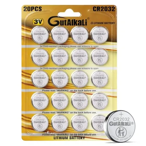 GutAlkaLi 20 Stück CR2032 3V Batterien CR 2032 Knopfzelle (Lithium Knopfzellen - 3 Volt im 20-er Pack)