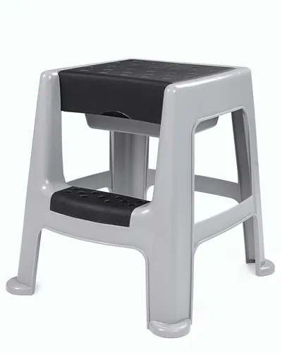 Ondis24 Hocker Badhocker mit Trittleiter - Tritthocker mit 2 Stufen, tragbar und bis 150 kg belastbar. Ideal für Bad und Haushalt, mit praktischem Staufach und rutschfesten Gummifüßen.