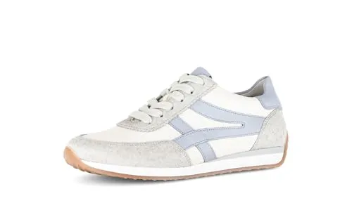 Gabor Damen Low-Top Sneaker, Frauen Sneaker,Optifit,breit,Hovercraft,atmungs-aktiv,sacchetto,weich,sportlich,Weiss,Latte/White/Sky,40 EU / 6.5 UK