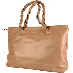 Handtasche Melanie beige - Echtleder - Elegante Handtasche aus hochwertigem Rindsleder mit weichem Schafleder-Innenfutter, praktischen Fächern und stilvollen silberfarbenen Metallelementen. Perfekt für modebewusste Frauen.