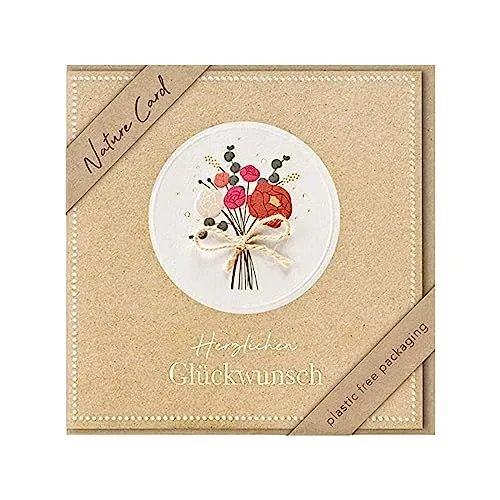 bsb - Glückwunschkarte Blumenstrauß - Nature Card - Nachhaltige Karten zum Geburtstag - Glückwunschkarten mit Umschlag - Geburtstagskarte Frauen & Männer - Glückwunschkarte 15,5 x 15,5 cm