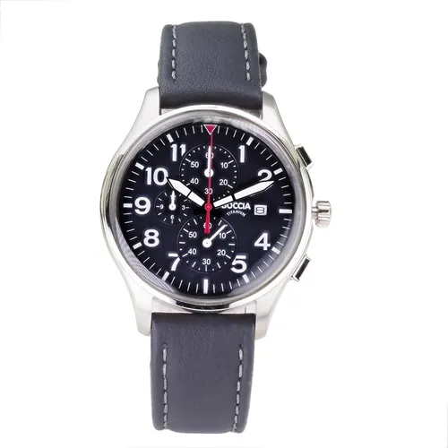 Boccia Herren Uhr 3756-04 Titan Chronograph 41 mm - Armbanduhr für Herren mit robustem Titan-Gehäuse, 12-Stunden-Zifferblatt und 50 m Wasserdichtigkeit – perfekt für aktive Männer.