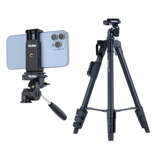 Rollei Smartphone Stativ Traveler - Flexibles, leichtes Stativ mit Bluetooth-Fernbedienung, max. Höhe 120 cm, ideal für kreative Aufnahmen unterwegs
