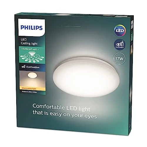 Philips Moire Wand- und Deckenleuchte 17W - Lampen: Schlichte Deckenleuchte mit modernster LED-Technologie für angenehmes, warmweißes Licht und energiesparende Nutzung.