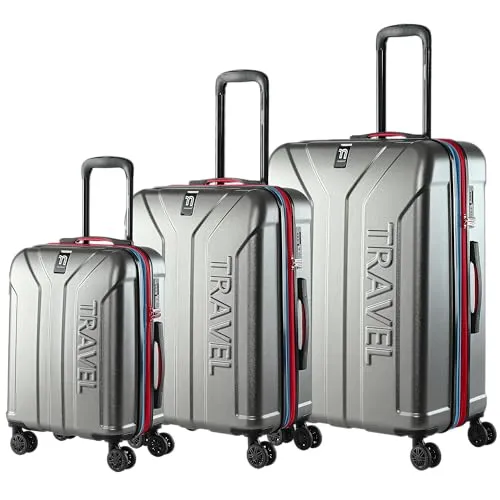 Hartschalenkofferset Premium 3er-Set silber-grau metallic anthrazit - Schalen & Schüsseln – 3 Koffergrößen mit geräuscharmen Leichtlaufdoppelrädern und integriertem TSA-Schloss für sicheres Reisen.