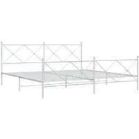 Bettgestell mit Kopf- und Fußteil Metall Weiß 193x203 cm - Stabiles Bettgestell aus hochwertigem Stahl mit elegantem Design, inklusive Lattenrost und praktischen Stauraum für dein Schlafzimmer.
