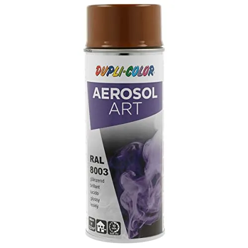 DUPLI-COLOR AEROSOL ART RAL 8003 lehmbraun glänzend 400 ml, Spraylack für vielseitigen Einsatz, schnelltrocknend, hohe Deckkraft, für Innen- und Außenbereiche geeignet