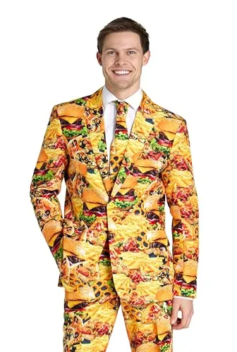 Suitmeister Herren Fast Food Kostüm - Motto Party & Halloween Outfit - inklusive Blazer, Hose und Krawatte - Multicolor