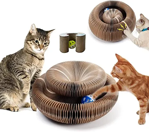 Katzen Kratzbrett,Magic Organ Cat Scratching Board, 2-in-1 Cat Kratzbrett mit Glöckchen, Foldable Convenient Cat Scratcher Durable Recyclable, Cat Scratcher Cardboard House