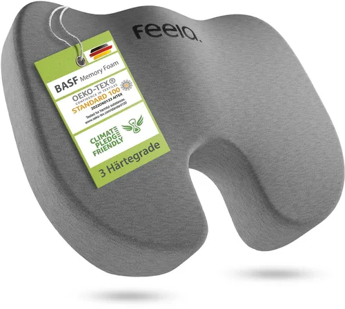 feela.® Orthopädisches Autositzkissen – Testsieger für besseren Sitzkomfort - Kfz-Sitzkissen mit 3 Härtegraden, lindert Rücken- und Steißbeinschmerzen beim Autofahren und bietet ergonomischen Komfort dank innovativem Memory-Schaum.