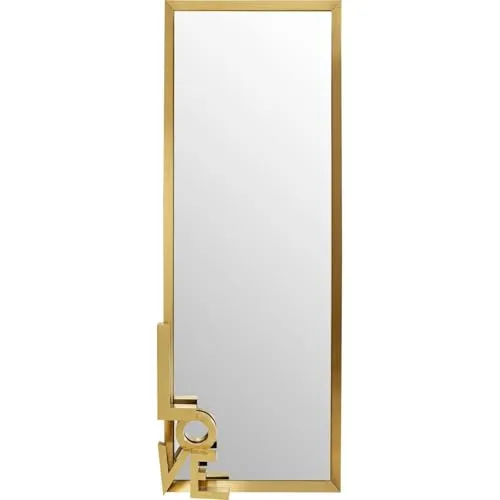 Kare Design Wandspiegel Love Letters 3D, Gold, 200x70 cm - Eleganter Ganzkörperspiegel mit glamourösem Goldrahmen und 3D-"Love"-Schriftzug. Ideal für Flur, Schlafzimmer oder Wohnzimmer, verleiht jedem Raum eine stilvolle Note und passt sich vielseitig an.