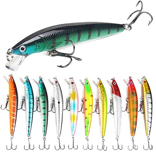 Stück Wobbler Kunstköder Set, Angelköder Kunstköder, Fishing Lures, Hecht Angelköder, Soft Vivid Angeln Köder, mit Drillingshaken für Forelle, Barsch, Hecht, Döbel, Zander, Lachs, Angeln Geschenk 10