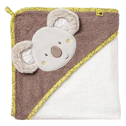 Fehn Kapuzenbadetuch Australia – Bade-Poncho aus Frottee mit Kapuze und niedlichem Koala Motiv – saugstark & kuschelweich – für Babys und Kleinkinder ab 0+ Monaten