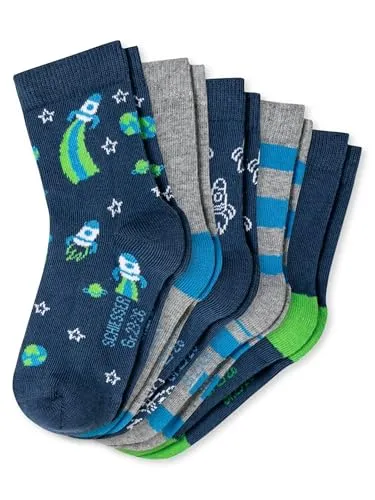 Schiesser Basicsocken 5-Pack 'Rakete' – Bunte Kindersocken - Fünf fröhliche Kindersocken mit verschiedenen Motiven und Farben. Ideal für jeden Geschmack und in bewährter Schiesser-Qualität für den täglichen Gebrauch.