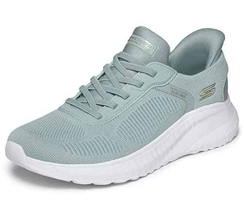 Skechers Damen Bobs Squad Chaos Current Muse Sneaker, graugrün, 36 EU - Damen-Sneaker mit veganen Slip-Ins und komfortablem Memory-Schaum für ultimativen Tragekomfort.