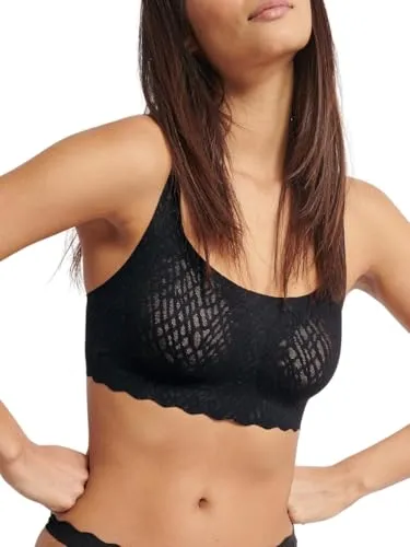 Sloggi BH ZERO Feel Bliss Top Schwarz X-Large Damen - Funktionsunterwäsche mit innovativem Design - Bügellos, nahtlos und aus GRS-zertifiziertem recyceltem Material für höchsten Komfort und Nachhaltigkeit.