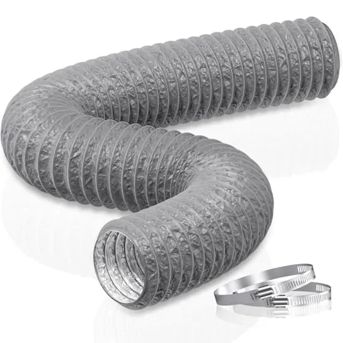 HG Power 100mm Abluftschlauch, 5m Flexibel PVC Alurohr Lüftungsschlauch Schallgedämmter Alu Flex-Schlauch Abluftrohr für Wachstumszelt Trockner Mobile Klimaanlage Abluftventilator, Grau