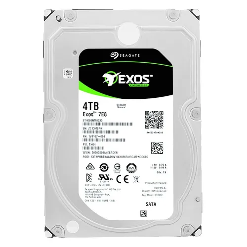 Seagate EXOS 4TB ST4000NM0035 - 7200RPM SATA III Festplatte - Interne Festplatte mit 4TB Speicher, 7200 U/min und 128MB Cache für hohe Datenübertragungsraten, ideal für NAS-Server und Enterprise-Anwendungen.