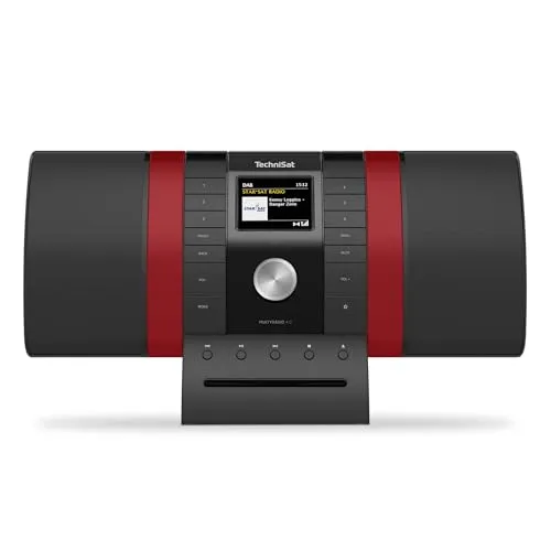 TechniSat MultyRadio 4.0 schwarz/rot - Vielseitiges Digitalradio - Digitalradio mit DAB+, FM und Bluetooth, ideal für Musikliebhaber und vielseitige Nutzung im Zuhause.