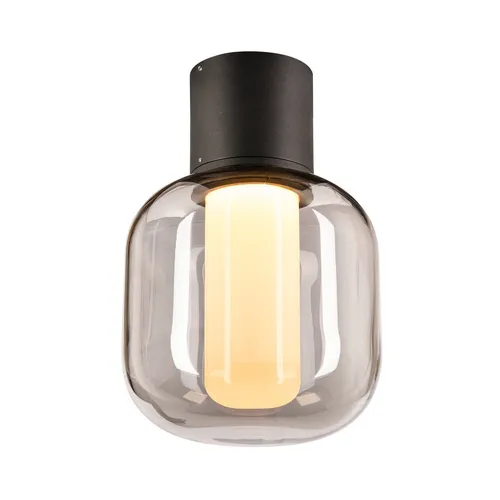 SLV OVALISK Outdoor LED Deckenaufbauleuchte - Lampen mit CCT Switch für flexibles Licht (3000/4000K), elegantes Design aus echtem Glas, ideal für stilvolle Außenbereiche.