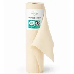 Sensalux Tischdecke Rolle 1,50m x 25m Creme - Tischdecken für jeden Anlass, aus 100% Polypropylen, OEKO-TEX® zertifiziert und ideal für Feiern, Hochzeiten oder Gartenpartys.