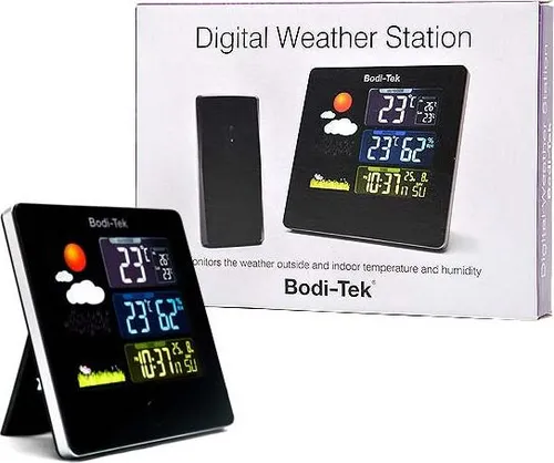 Bodi-Tek BT-HGWS, Schwarz, Innen-Thermometer, Außen-Thermometer, Thermometer, 0 - 50 °C, 32 - 122 °F, -19,9 - 59,9 °C
