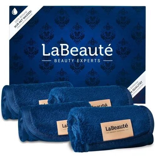 LaBeauté Gesichtsreinigungstücher Mikrofaser 4-tlg. dunkelblau - Abschminktücher aus weicher Mikrofaser, waschbar und wiederverwendbar. Ideal für eine sanfte und umweltfreundliche Gesichtsreinigung ohne chemische Zusätze.