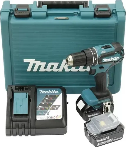 Makita Akku-Schlagbohrschrauber DHP485RFE 2x3.0Ah/18V - Akkuschrauber mit kraftvollem 18V Motor und 2x3.0Ah Akkus, ideal für professionelle Anwendungen und vielseitige Projekte.