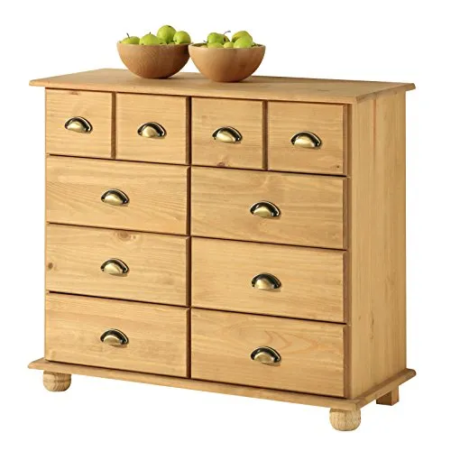 IDIMEX Kommode COLMAR - 8 Schubladen Schubladenschrank - Schubladenkommode aus massivem Kiefernholz, gebeizt und gewachst, bietet viel Stauraum und passt perfekt in jedes Zuhause.