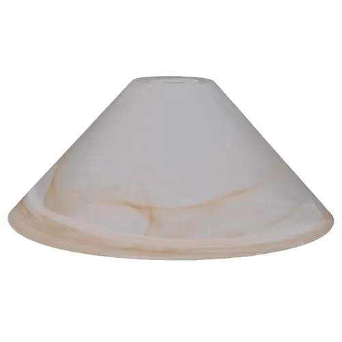 Schusterschirm weiß amber Vestaschirm Ø 300mm - Lampenschirm aus alabasterweißem Glas mit amberfarbenen Schlieren, ideal für die Umgestaltung von Tisch-, Steh- und Pendelleuchten. Verleihen Sie Ihrer Lampe neuen Charme mit diesem flexiblen Ersatzglas.