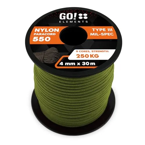 Paracord 550 Typ III | ø 4mm - 11 Kerne - max. 250 kg | 100% Nylonschnur - reißfest & extrem stabil | Nylonseil, Allzweckseil, Reepschnur & Outdoor Seil