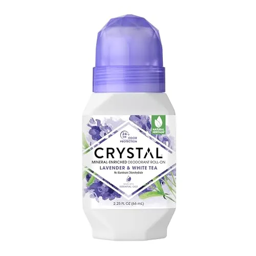 Crystal Essence Deodorant Roll-On, Lavendel und weißer Tee, 75 ml