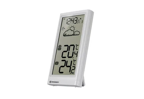 Bresser Wetterstation Funk mit Außensensor Meteo Temp - Hygrometer mit extragroßer Anzeige für Innen- und Außen, zeigt Wettertrend und Frostwarnung. Ideal für Senioren, einfach abzulesen!