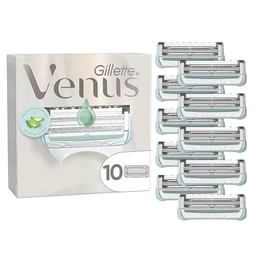 GILLETTE Venus Pro Bikinizone Behandlung 10 Stück - Ersatzköpfe für Damen mit 2 Klingen, ausgestattet mit feuchtigkeitsspendenden Streifen für eine sanfte und angenehme Rasur, ideal für die Bikinizone.