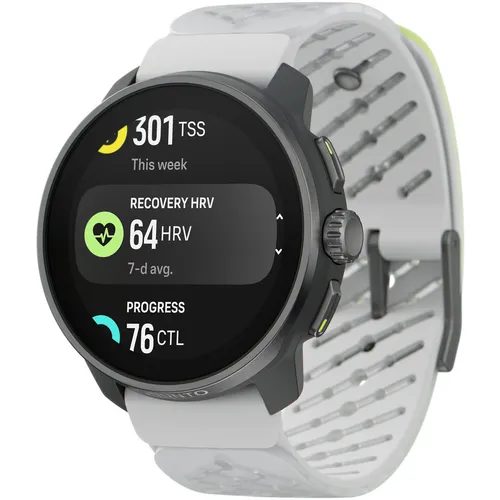 Suunto Race S Titanium Canary - Performance Smartwatch - Sportuhren mit herausragender Akkulaufzeit von bis zu 30 Stunden im GPS-Modus, ideal für Wettkampf und Training. Perfekt für Outdoor-Aktivitäten mit über 95 Sportmodi und Offline-Karten.